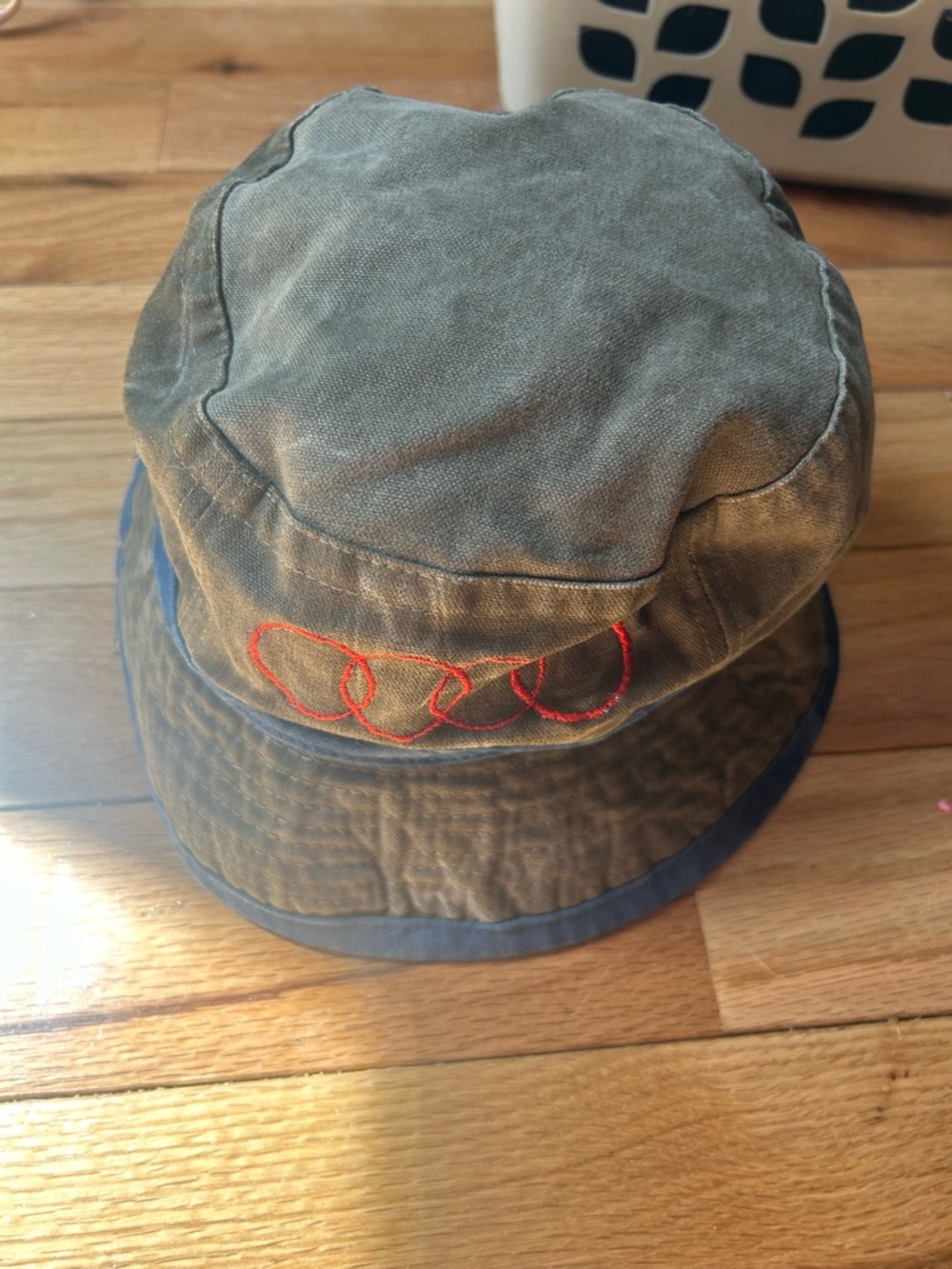 Audi Olive Green Bucket Hat with Red Embroidery